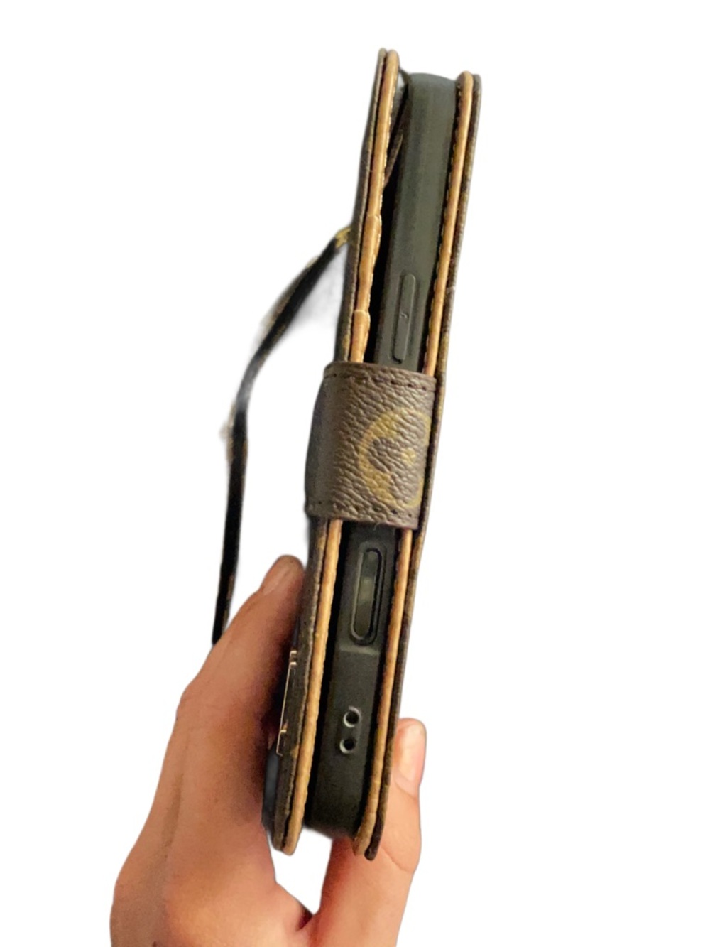 Brown Monogram Phone Wallet Case Wristlet | Snap Closure Card Holder Clutch - Picture 3 of 5
